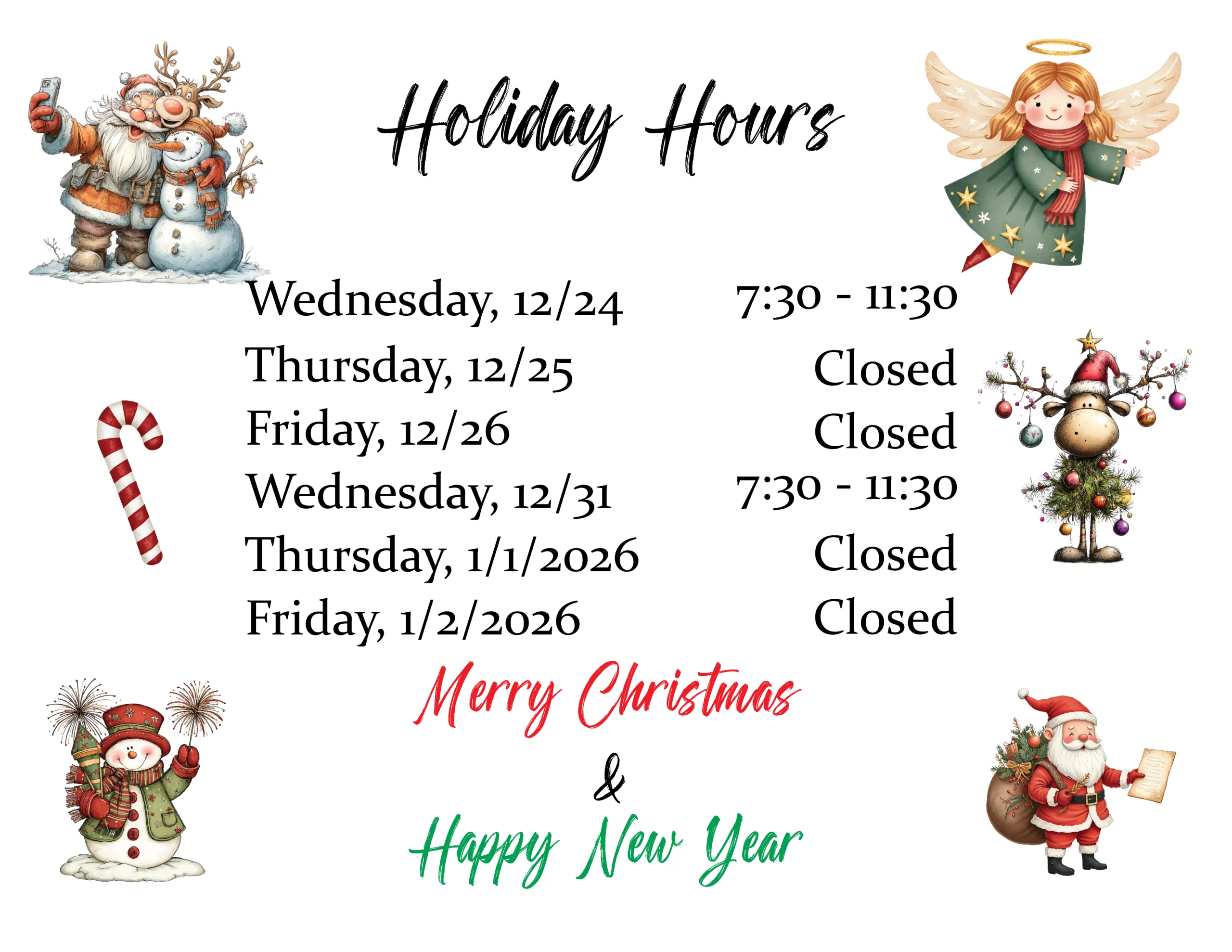 2025 Holiday Schedule